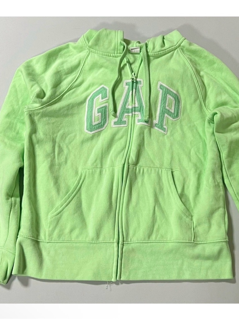 GAP Mint Green Logo Graphic Zipper Sweater Sweatshirt Hoodie Outerwear Size S ✨